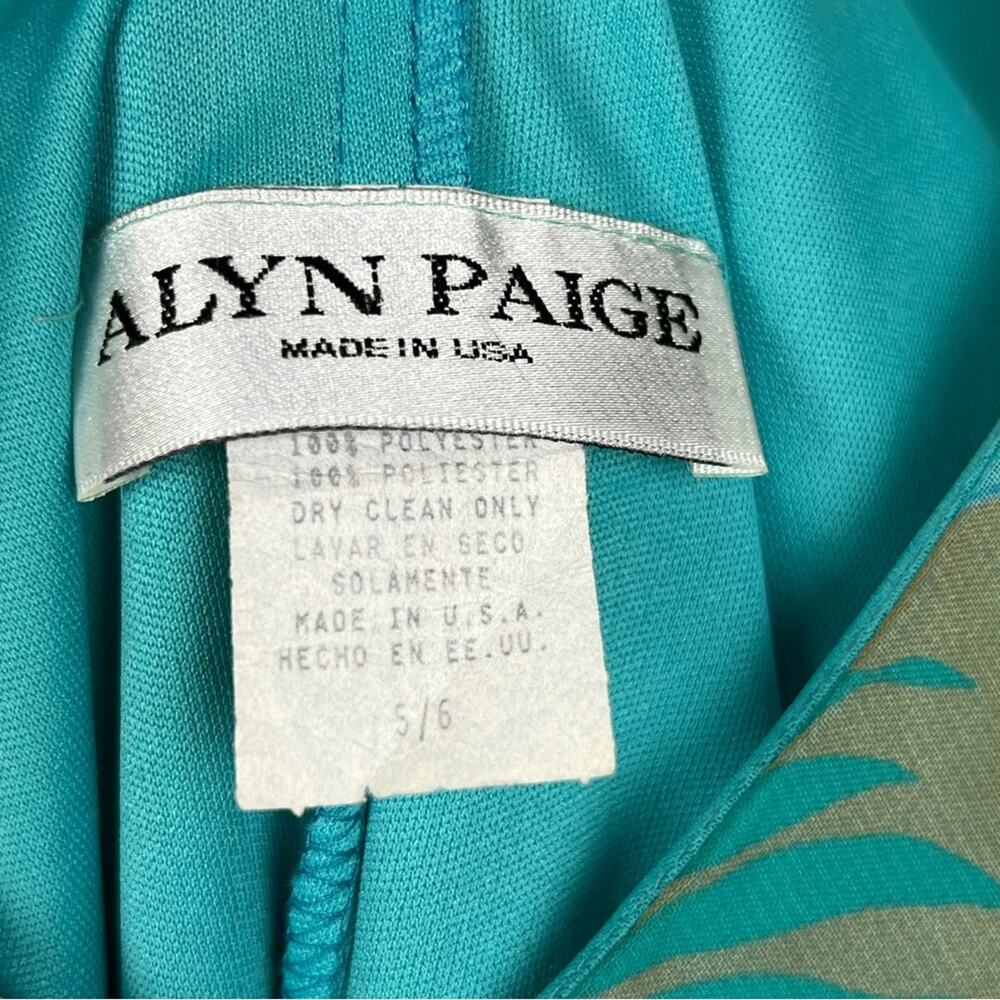 Vintage Alyn Paige Tropical Floral Print V-Neck Dress 5/6 Made in USA - Picture 3 of 6